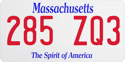 MA license plate 285ZQ3