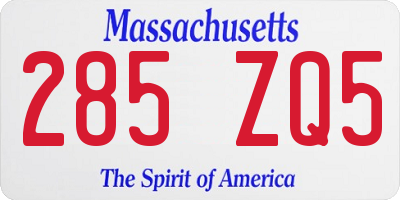 MA license plate 285ZQ5