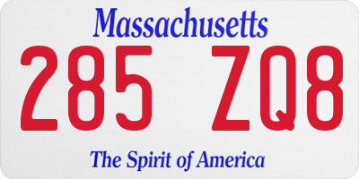 MA license plate 285ZQ8