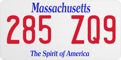 MA license plate 285ZQ9