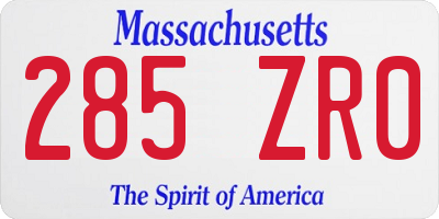 MA license plate 285ZR0