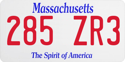 MA license plate 285ZR3