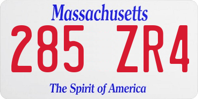 MA license plate 285ZR4