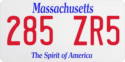 MA license plate 285ZR5