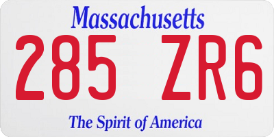 MA license plate 285ZR6