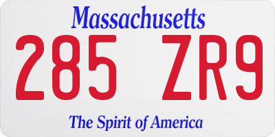 MA license plate 285ZR9
