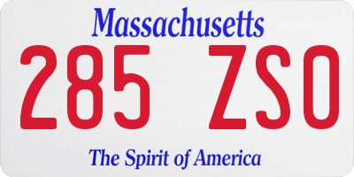 MA license plate 285ZS0
