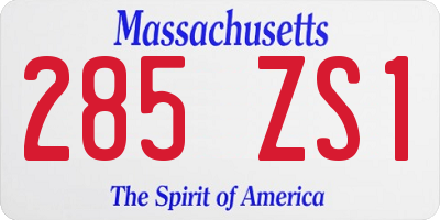 MA license plate 285ZS1
