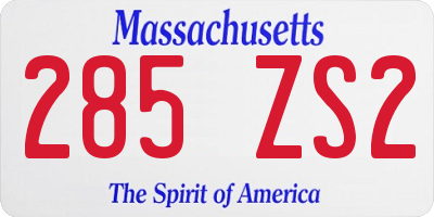 MA license plate 285ZS2