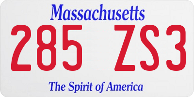 MA license plate 285ZS3