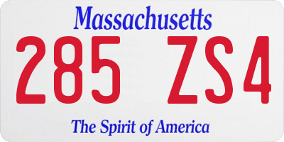 MA license plate 285ZS4