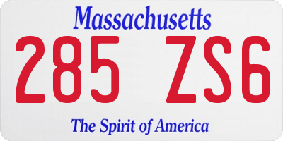 MA license plate 285ZS6