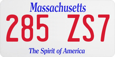 MA license plate 285ZS7