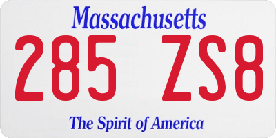 MA license plate 285ZS8