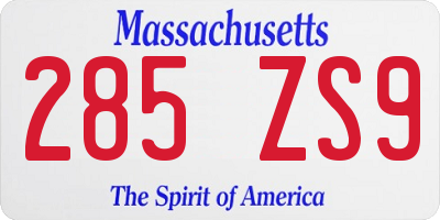 MA license plate 285ZS9