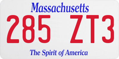 MA license plate 285ZT3