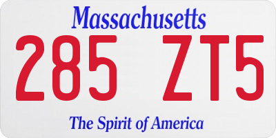 MA license plate 285ZT5