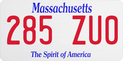 MA license plate 285ZU0