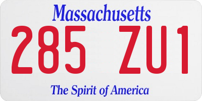 MA license plate 285ZU1