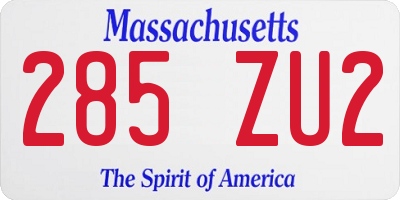 MA license plate 285ZU2