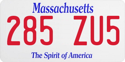 MA license plate 285ZU5