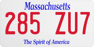 MA license plate 285ZU7