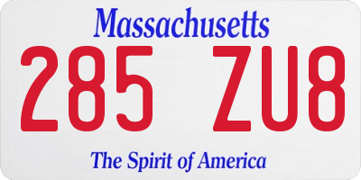 MA license plate 285ZU8