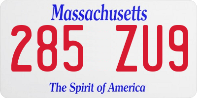 MA license plate 285ZU9