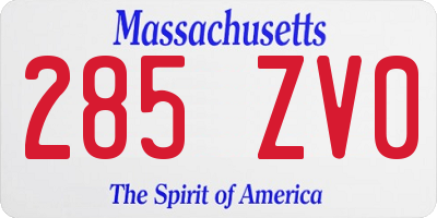 MA license plate 285ZV0