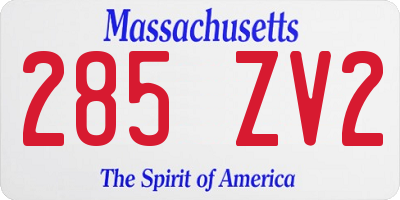 MA license plate 285ZV2