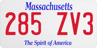 MA license plate 285ZV3