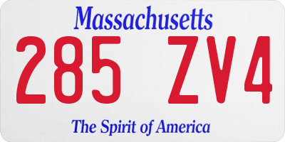 MA license plate 285ZV4