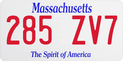 MA license plate 285ZV7