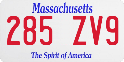 MA license plate 285ZV9