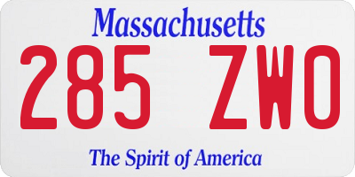 MA license plate 285ZW0