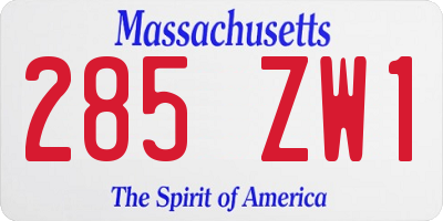 MA license plate 285ZW1
