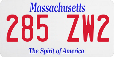 MA license plate 285ZW2
