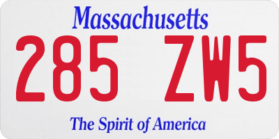 MA license plate 285ZW5