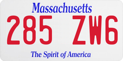 MA license plate 285ZW6