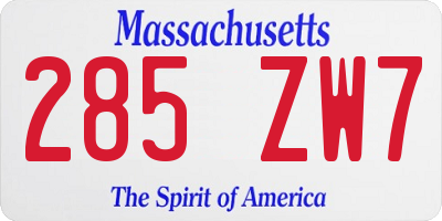 MA license plate 285ZW7