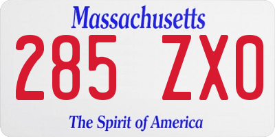MA license plate 285ZX0