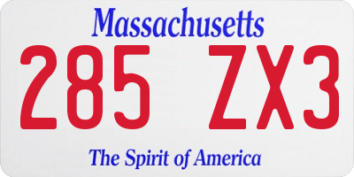 MA license plate 285ZX3