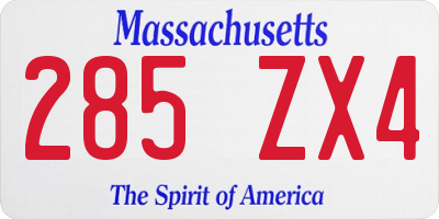 MA license plate 285ZX4