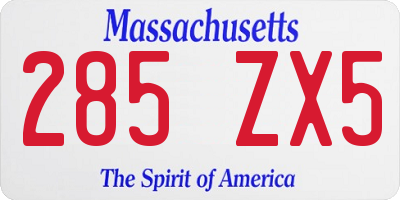 MA license plate 285ZX5