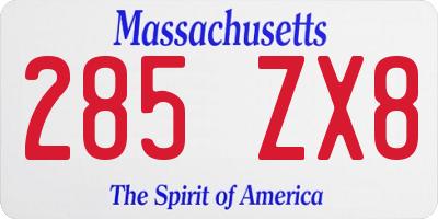 MA license plate 285ZX8