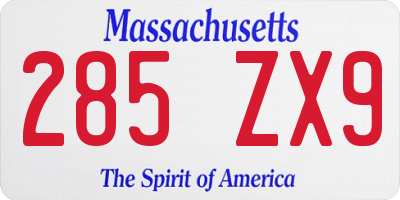 MA license plate 285ZX9