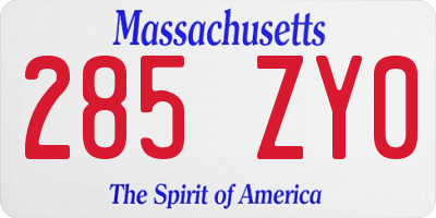 MA license plate 285ZY0