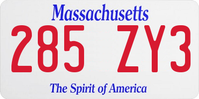 MA license plate 285ZY3