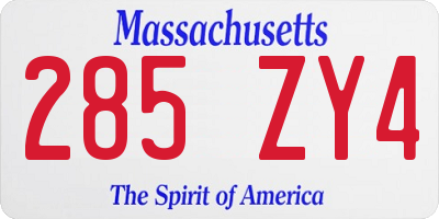 MA license plate 285ZY4