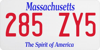 MA license plate 285ZY5
